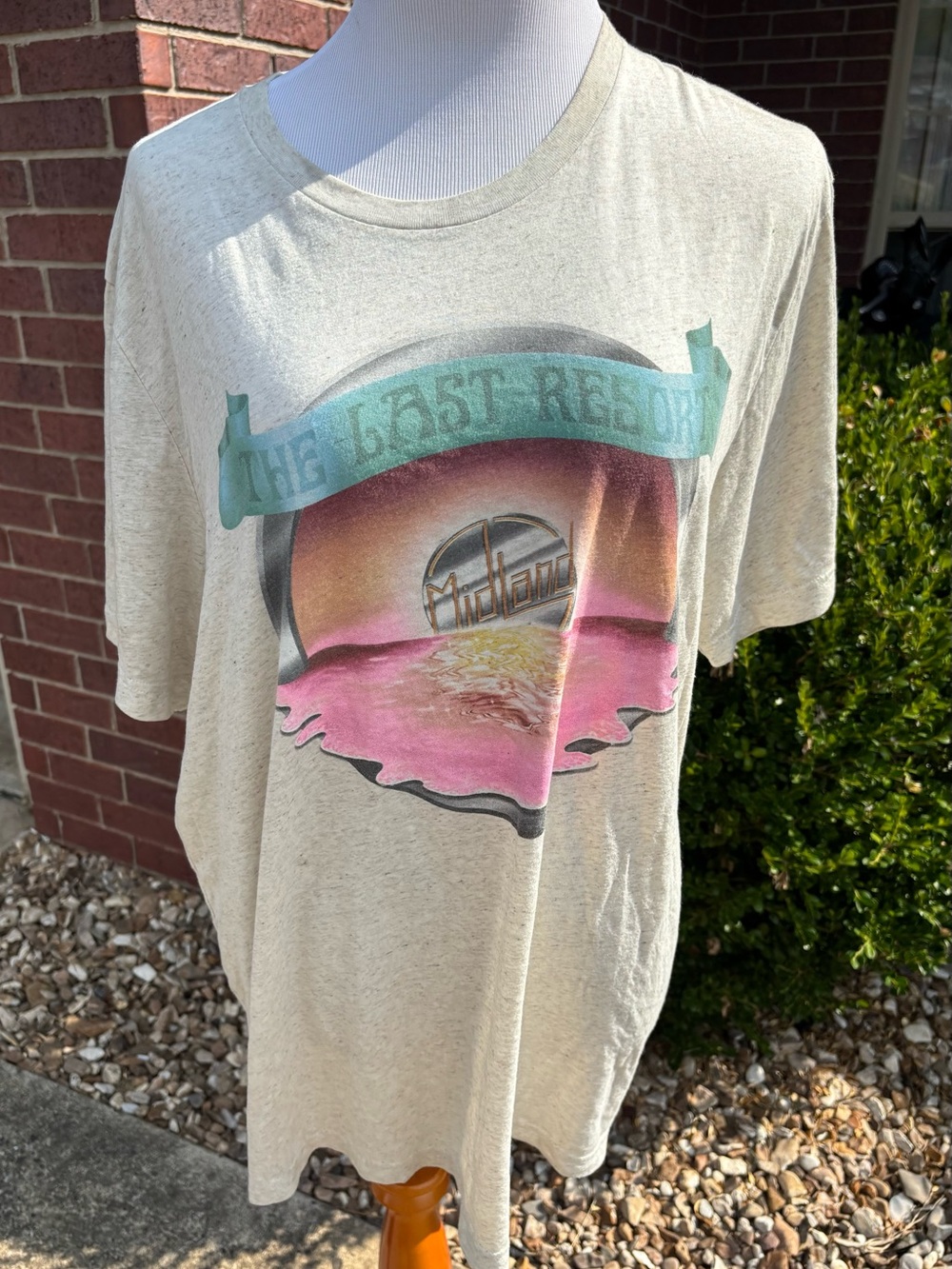 Bella Canvas Cream Graphic Tee with Pink & Teal 'The Last Resort' Design